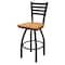 Holland Bar Stool Co 36" Swivel Bar Stool, Black Wrinkle, Med Oak Seat 41036BWMedOak - alternate 1